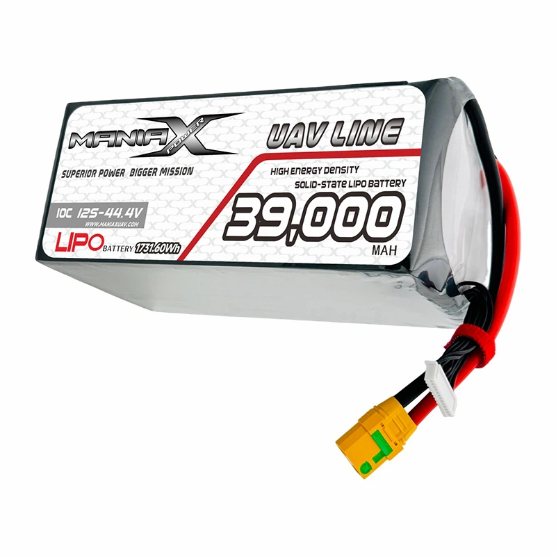 ManiaX Solid-State Lipo 12S-44.4V 39,000mAH 10C Drone & UAV Battery
