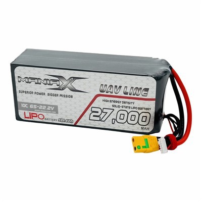 ManiaX Solid-State Lipo 6S-22,2V 27,000mAH 10C Drone & UAV Battery