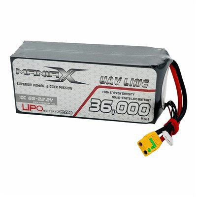 ManiaX Solid-State Lipo 6S-22,2V 36,000mAH 10C Drone & UAV Battery