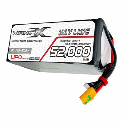 ManiaX Solid-State Lipo 14S-51.8V 52,000mAH 10C Drone & UAV Battery