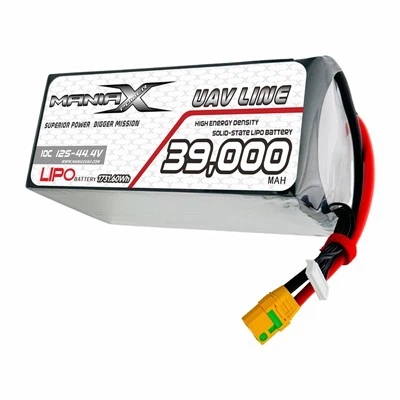 ManiaX Solid-State Lipo 12S-44.4V 39,000mAH 10C Drone & UAV Battery