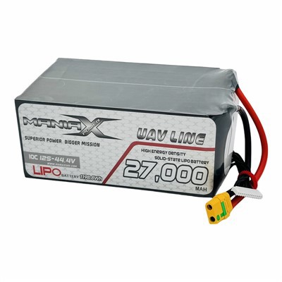 ManiaX Solid-State Lipo 12S-44.4V 27,000mAH 10C Drone & UAV Battery