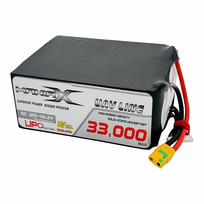 ManiaX Solid-state HV LiPo 12S-46.2V 33,000mAh 10C Drone & UAV Battery